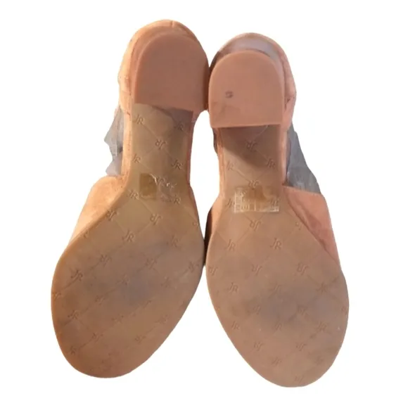 Jack Rogers Sandals Cameron Brown Suede Peep Toe Heeled Ankle Strap Shoe