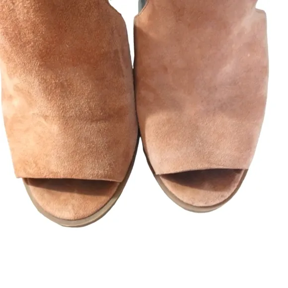 Jack Rogers Sandals Cameron Brown Suede Peep Toe Heeled Ankle Strap Shoe