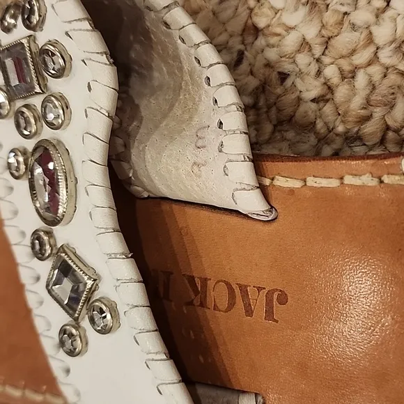 Jack Rogers White Embellished with Rhinestones Size 9M Sandals