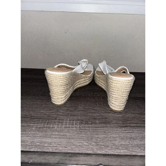 Jack Rogers White Rowan Slip On Platform Espadrille Wedge Sandals Size 10 M