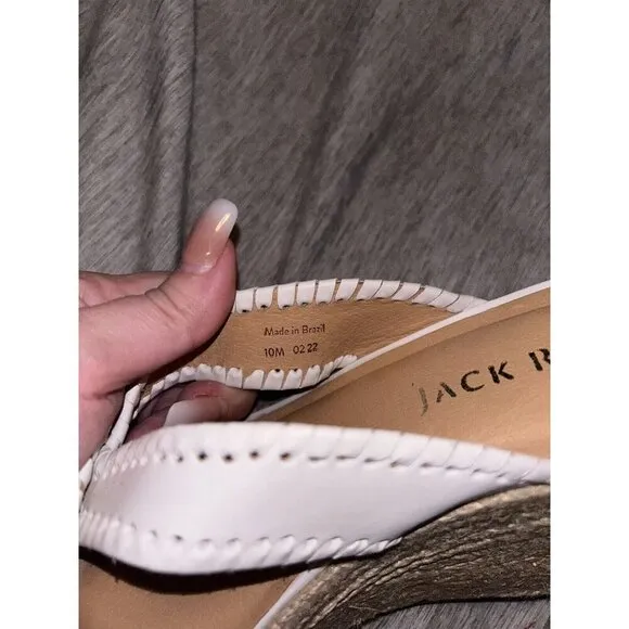 Jack Rogers White Rowan Slip On Platform Espadrille Wedge Sandals Size 10 M
