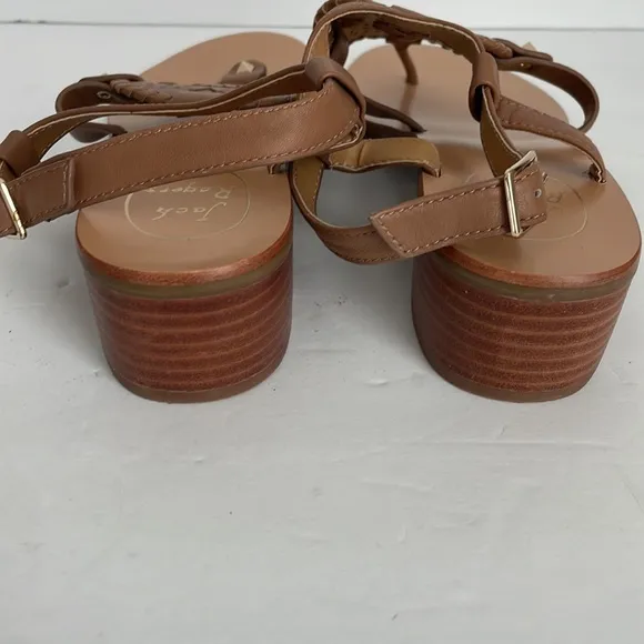 Jack Rogers Women’s Leather Block Heel Strap Sandals Tan 8