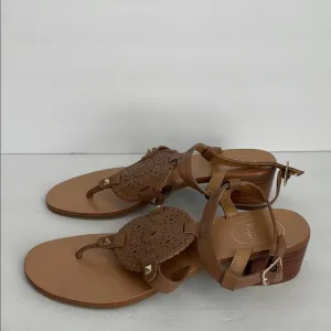 Jack Rogers Women’s Leather Block Heel Strap Sandals Tan 8