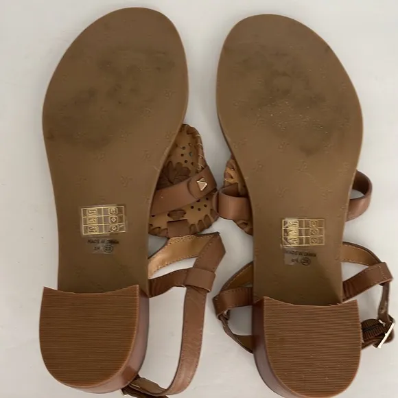 Jack Rogers Women’s Leather Block Heel Strap Sandals Tan 8