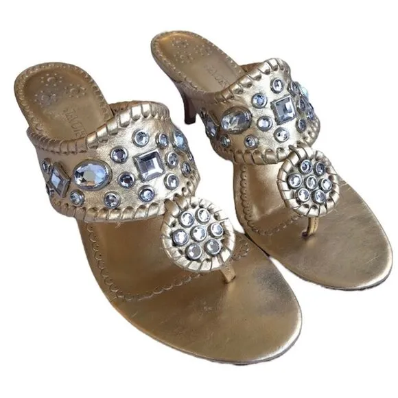 Jack Rogers Zsa Zsa Maggie Thong Sandal Shoes Gold Silver Leather Feet Jewelry 6