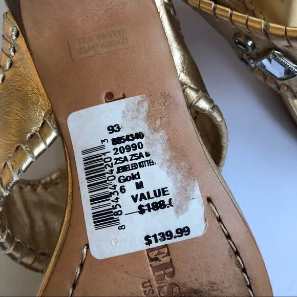 Jack Rogers Zsa Zsa Maggie Thong Sandal Shoes Gold Silver Leather Feet Jewelry 6