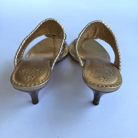 Jack Rogers Zsa Zsa Maggie Thong Sandal Shoes Gold Silver Leather Feet Jewelry 6