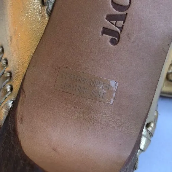 Jack Rogers Zsa Zsa Maggie Thong Sandal Shoes Gold Silver Leather Feet Jewelry 6