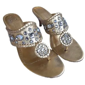 Jack Rogers Zsa Zsa Maggie Thong Sandal Shoes Gold Silver Leather Feet Jewelry 6
