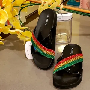 Jamaican Bling Sandals/Pool Shoes - GORGEOUS!