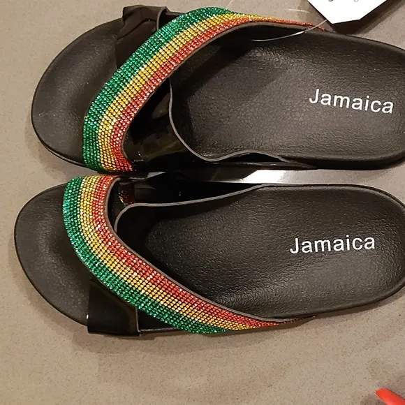 Jamaican Bling Sandals/Pool Shoes - GORGEOUS!