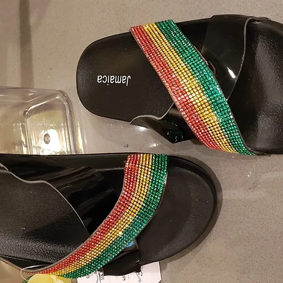 Jamaican Bling Sandals/Pool Shoes - GORGEOUS!