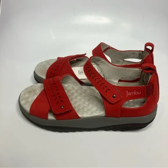 Jambu Sedona red leather adjustable sandals size 6.5