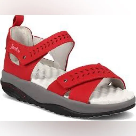 Jambu Sedona red leather adjustable sandals size 6.5