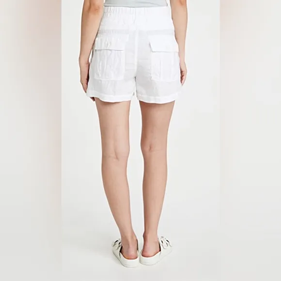 James Perse White Linen Military Drawstring Shorts