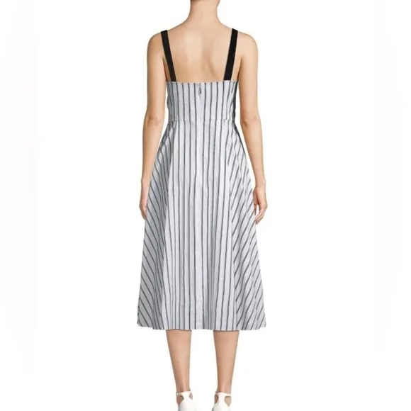 Jason Wu Black and White Striped Midi Dress - Size 4