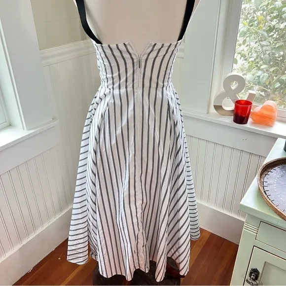 Jason Wu Black and White Striped Midi Dress - Size 4