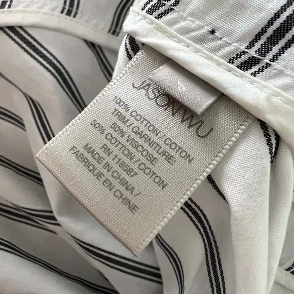 Jason Wu Black and White Striped Midi Dress - Size 4