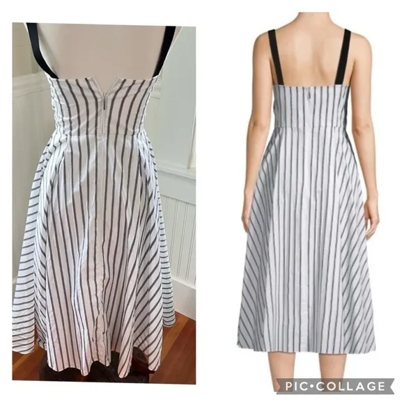 Jason Wu Black and White Striped Midi Dress - Size 4