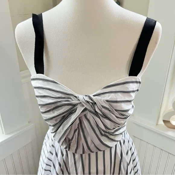 Jason Wu Black and White Striped Midi Dress - Size 4