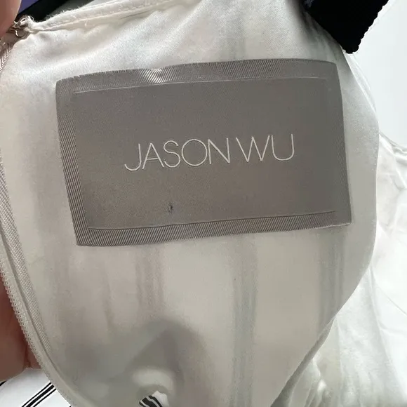 Jason Wu Black and White Striped Midi Dress - Size 4