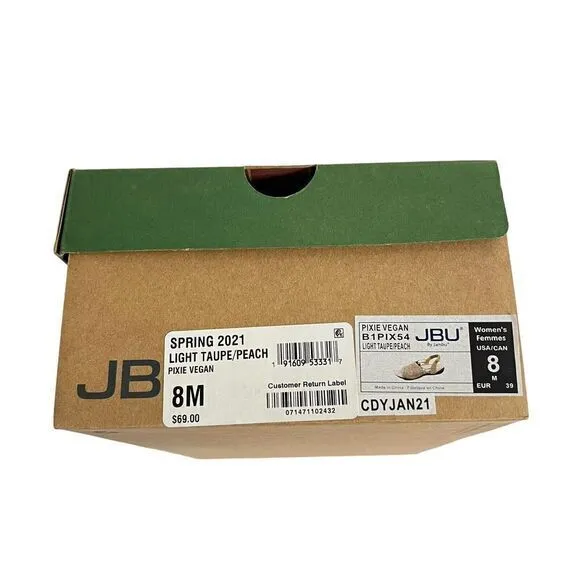 JBU BY JAMBU Women's Sandals Size 8M Pixie Vegan Light Taupe/Peach Brand‎ New