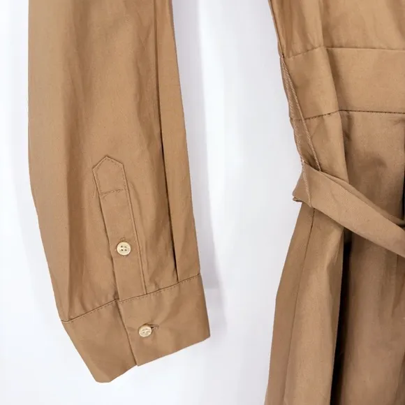 J.CREW | Button-Up Tie-Waist Cotton Shirtdress in Honey Brown | 0