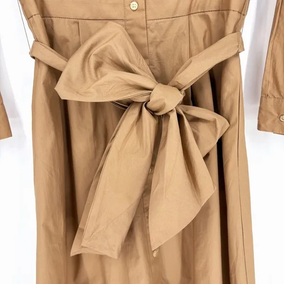 J.CREW | Button-Up Tie-Waist Cotton Shirtdress in Honey Brown | 0
