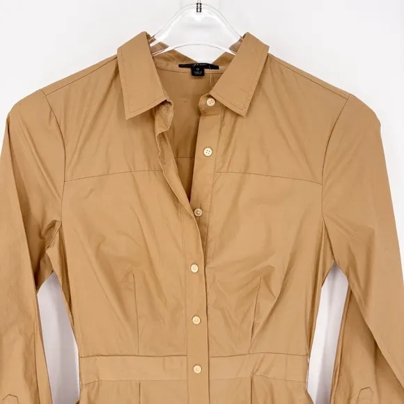 J.CREW | Button-Up Tie-Waist Cotton Shirtdress in Honey Brown | 0