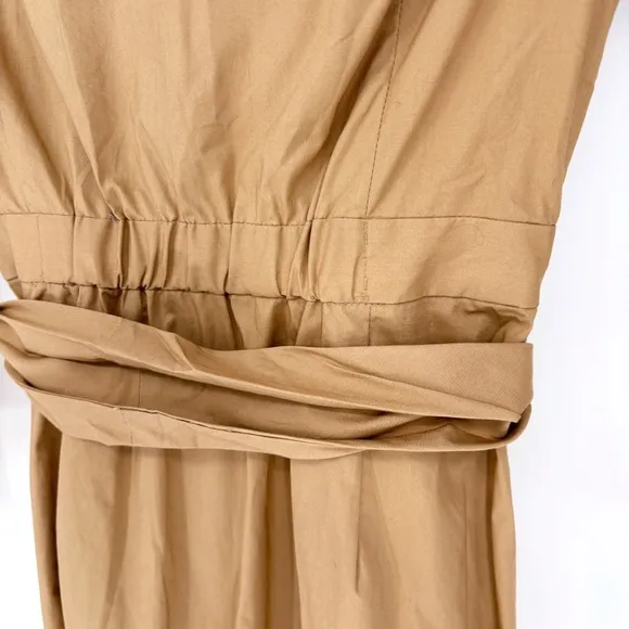 J.CREW | Button-Up Tie-Waist Cotton Shirtdress in Honey Brown | 0
