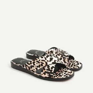 J.Crew Cross-strap sandals ivory leopard calf hair AJ146