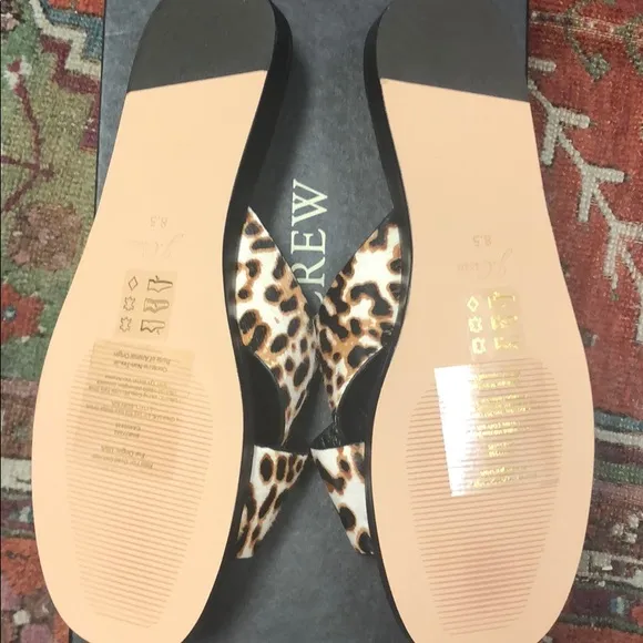 J.Crew Cross-strap sandals ivory leopard calf hair AJ146