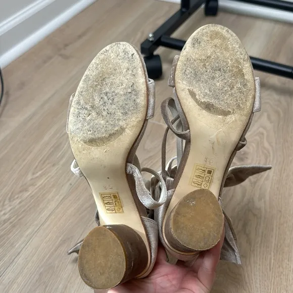Jeffery Campbell Champagne Faustino Velvet Strappy heels Size 8.5