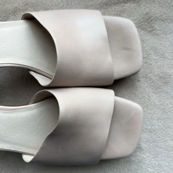 Jeffrey Campbell Caviar Nude Leather Platform Heel Slide Sandals Women 10 Casual