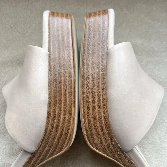 Jeffrey Campbell Caviar Nude Leather Platform Heel Slide Sandals Women 10 Casual