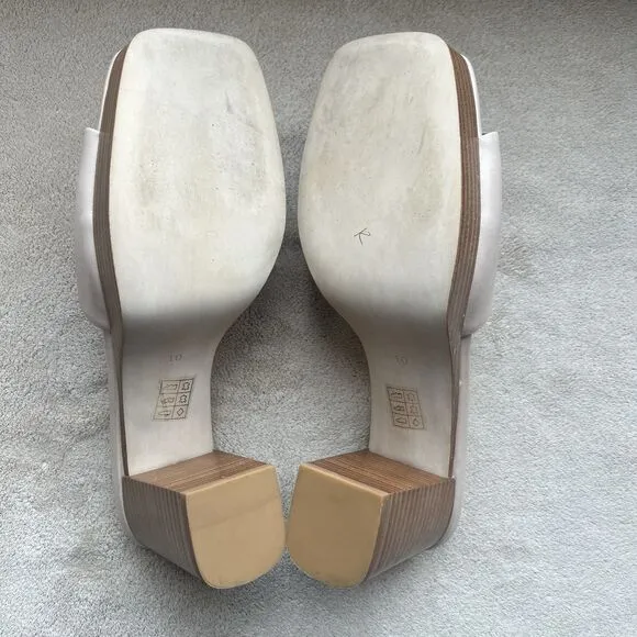 Jeffrey Campbell Caviar Nude Leather Platform Heel Slide Sandals Women 10 Casual
