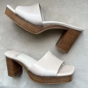 Jeffrey Campbell Caviar Nude Leather Platform Heel Slide Sandals Women 10 Casual