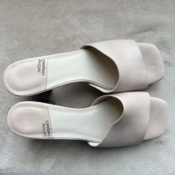 Jeffrey Campbell Caviar Nude Leather Platform Heel Slide Sandals Women 10 Casual