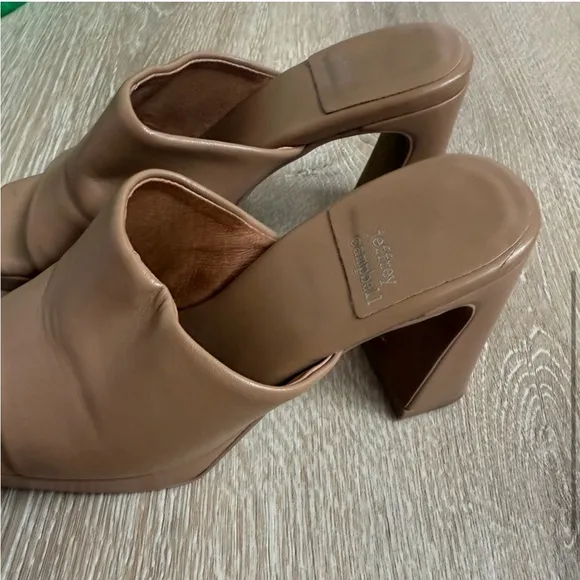 Jeffrey Campbell Caviar Nude Platform Sandals Square Toe Leather 5.5