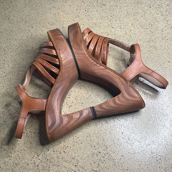 Jeffrey Campbell Free People Wood Platform Leather Sandals 9.5