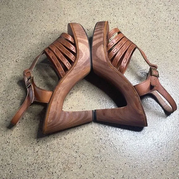 Jeffrey Campbell Free People Wood Platform Leather Sandals 9.5