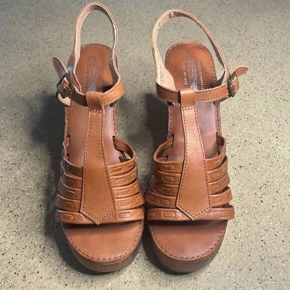 Jeffrey Campbell Free People Wood Platform Leather Sandals 9.5