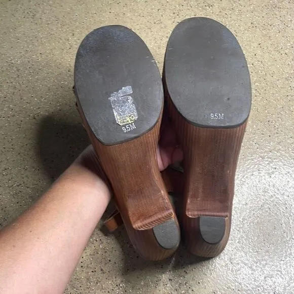 Jeffrey Campbell Free People Wood Platform Leather Sandals 9.5