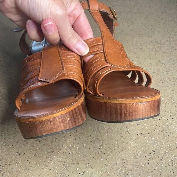 Jeffrey Campbell Free People Wood Platform Leather Sandals 9.5