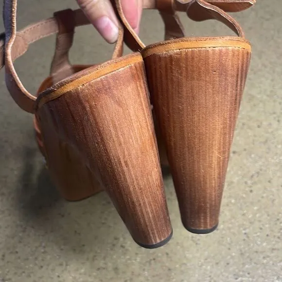 Jeffrey Campbell Free People Wood Platform Leather Sandals 9.5