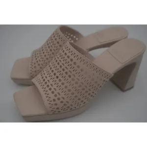 Jeffrey Campbell New Caviar Laser-Cut Design Pink Square-Toe Sandal Size 8.5