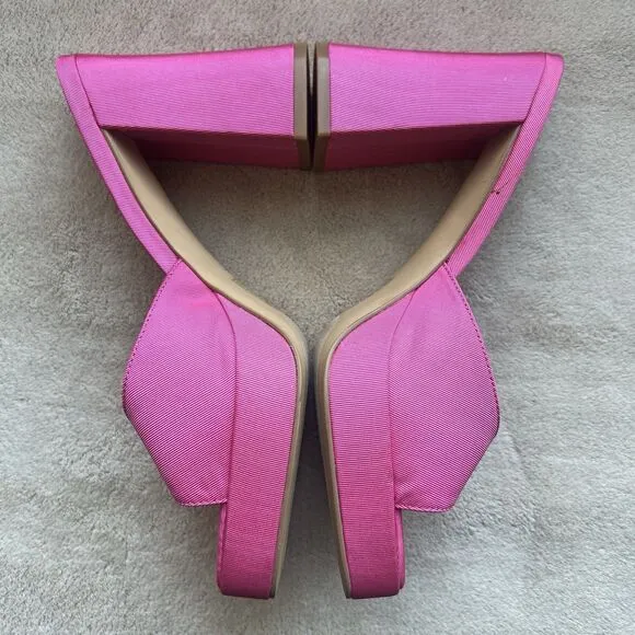 Jeffrey Campbell Ninety Platform Mule Sandal Pink Failke Cloth Women 7.5 Barbie