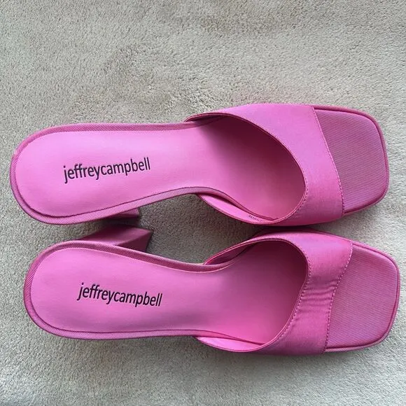 Jeffrey Campbell Ninety Platform Mule Sandal Pink Failke Cloth Women 7.5 Barbie