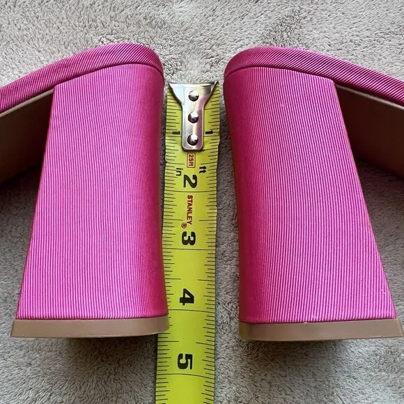 Jeffrey Campbell Ninety Platform Mule Sandal Pink Failke Cloth Women 7.5 Barbie
