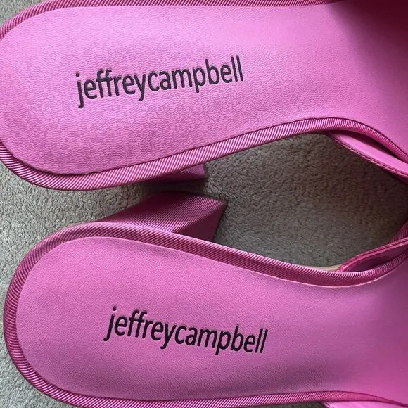 Jeffrey Campbell Ninety Platform Mule Sandal Pink Failke Cloth Women 7.5 Barbie